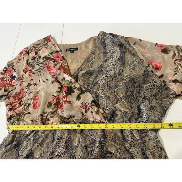 INC Peplum Faux Wrap Top Women's Size 4X Chiffon Floral Snake Mixed Print Sheer - Picture 9 of 11